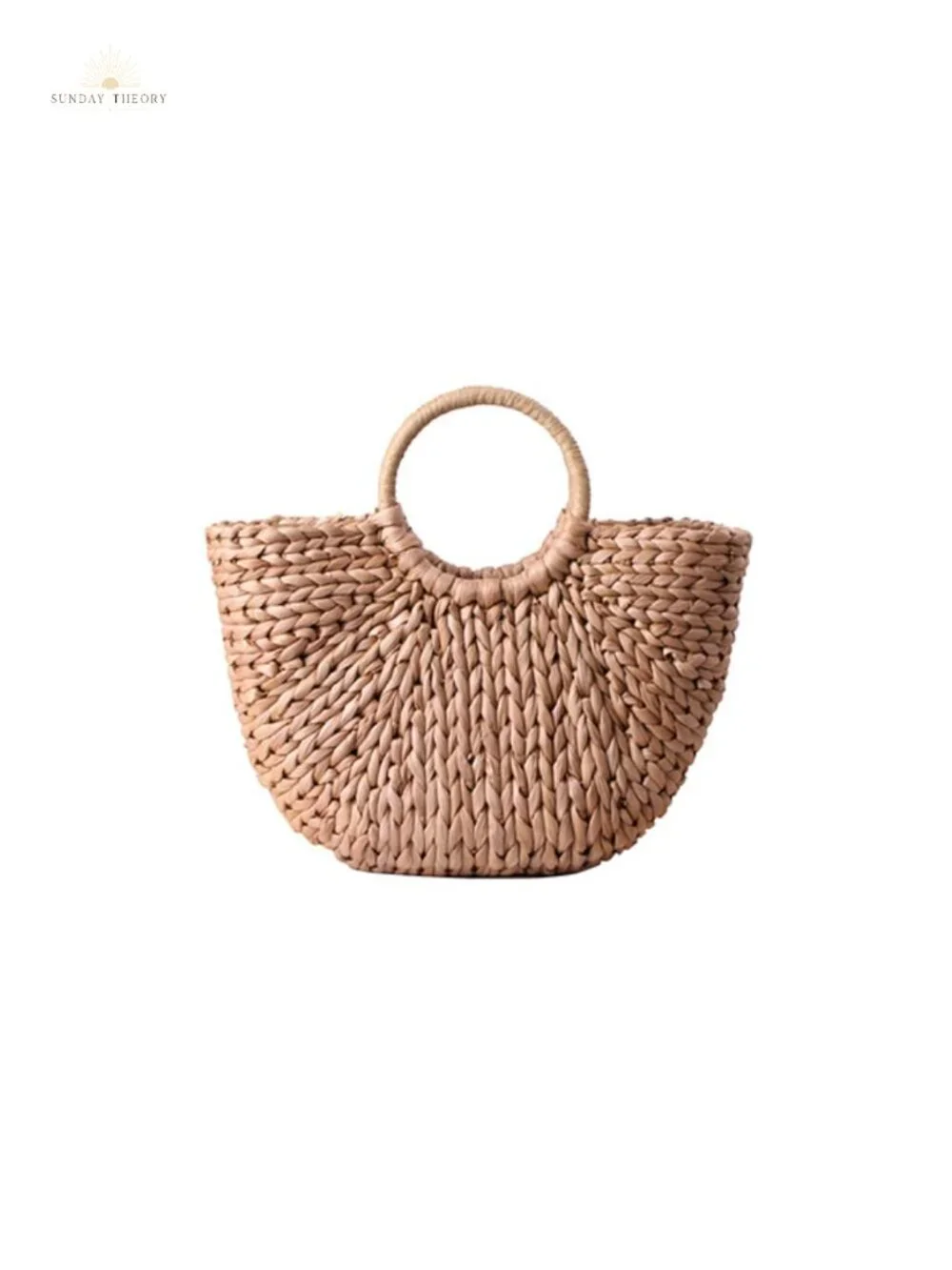Handwoven Straw Hobo Bag Beach Summer Tote Natural Chic Round Handle Retro Purse